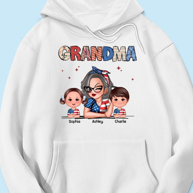 Grandma 4th Of July Sparkly Pattern Personalized Shirt, Independence Day