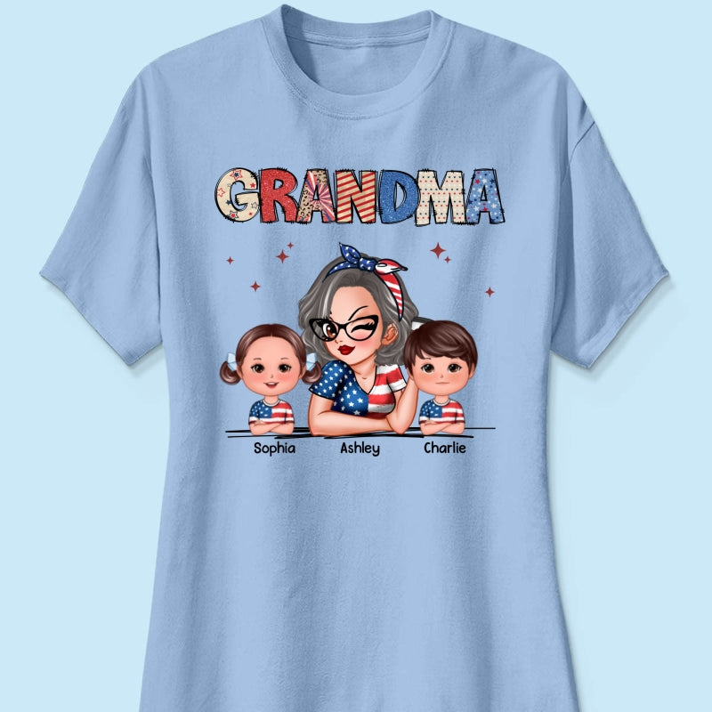 Grandma 4th Of July Sparkly Pattern Personalized Shirt, Independence Day