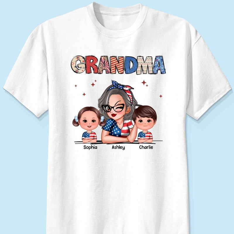 Grandma 4th Of July Sparkly Pattern Personalized Shirt, Independence Day