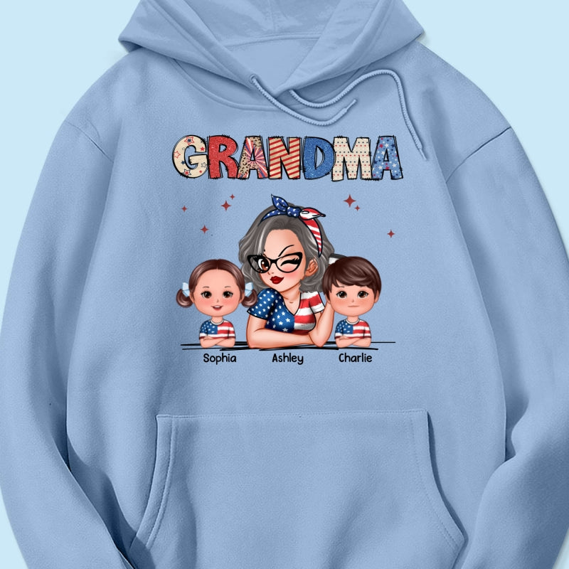 Grandma 4th Of July Sparkly Pattern Personalized Shirt, Independence Day