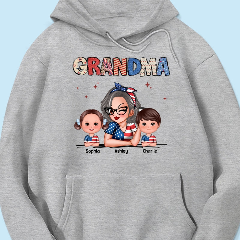 Grandma 4th Of July Sparkly Pattern Personalized Shirt, Independence Day