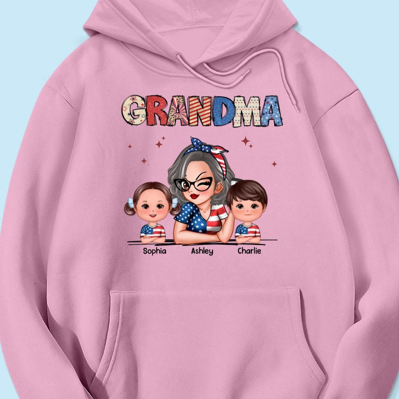 Grandma 4th Of July Sparkly Pattern Personalized Shirt, Independence Day