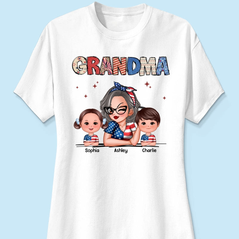 Grandma 4th Of July Sparkly Pattern Personalized Shirt, Independence Day