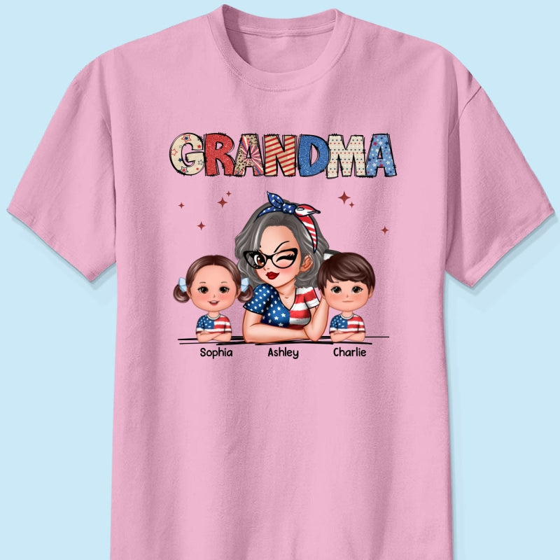Grandma 4th Of July Sparkly Pattern Personalized Shirt, Independence Day