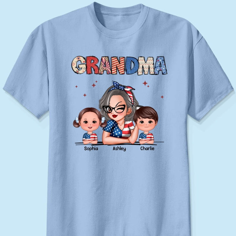 Grandma 4th Of July Sparkly Pattern Personalized Shirt, Independence Day