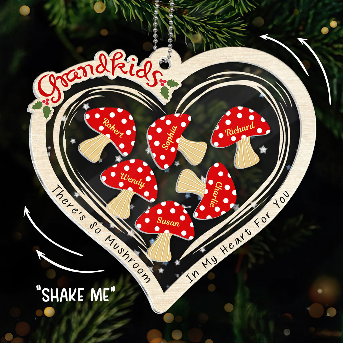 Grandkids There Is So Mushroom In My Heart For You Personalized Shaker Ornament